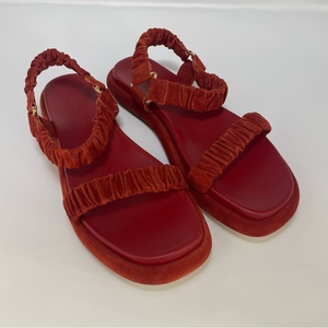 KHAITE puglia rust suede sandals gold hardware size 39‎